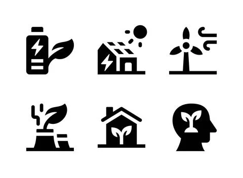 Simple Set of Ecology Related Vector Solid Icons Stock Illustration