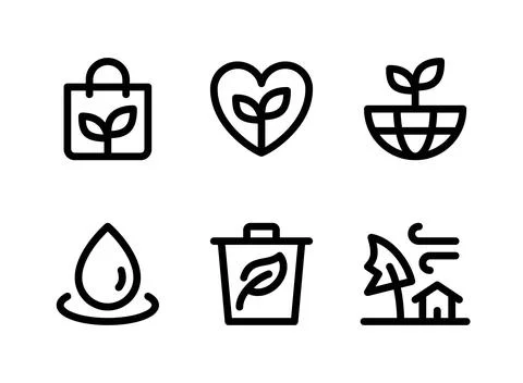 Simple Set of Ecology Related Vector Line Icons Stock Illustration