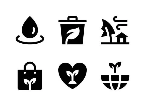 Simple Set of Ecology Related Vector Solid Icons Stock Illustration
