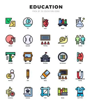 Simple Set of Education Related Vector Lineal Color Icons. Stock Illustration