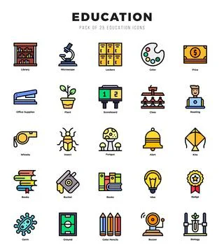 Simple Set of Education Related Vector Lineal Color Icons. Stock Illustration