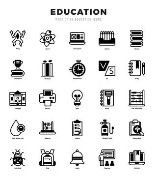 Simple Set of Education Related Vector Lineal Filled Icons. Stock Illustration