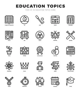 Simple Set of Education Topics Related Vector Lineal Icons. Stock Illustration