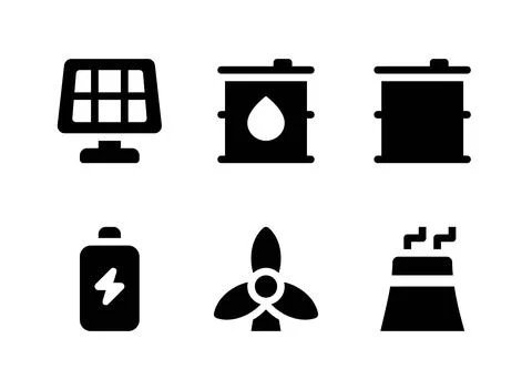 Simple Set of Energy Related Vector Solid Icons Stock Illustration