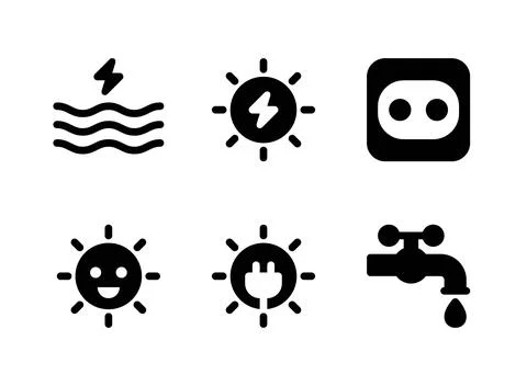 Simple Set of Energy Related Vector Solid Icons Stock Illustration