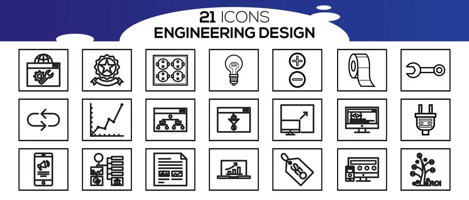 Simple Set of Engineering Design Related Vector Line Icon Idea, Tools and more. 스톡 일러스트