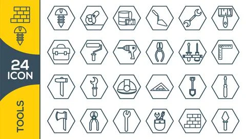 Simple Set of Engineering Related Vector Line Icons. Contains such Icons as M Stock Illustration