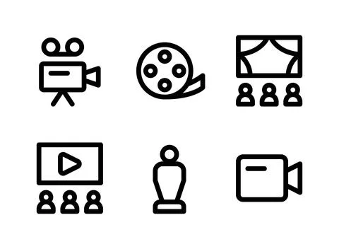 Simple Set of Entertainment Related Vector Line Icons Stock Illustration