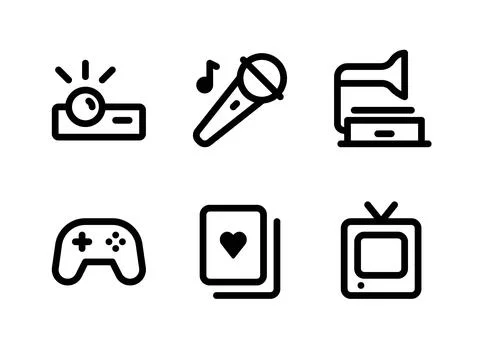 Simple Set of Entertainment Related Vector Line Icons Stock Illustration