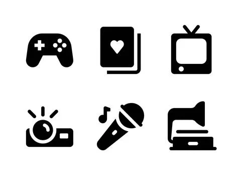 Simple Set of Entertainment Related Vector Solid Icons Stock Illustration