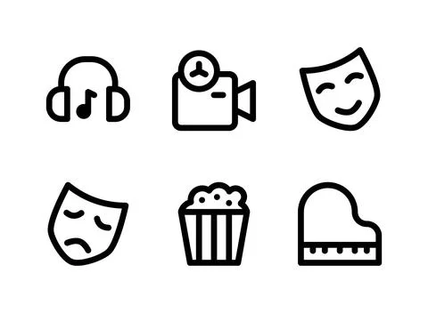 Simple Set of Entertainment Related Vector Line Icons Stock Illustration
