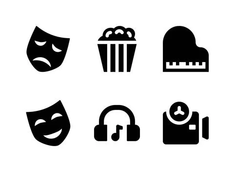 Simple Set of Entertainment Related Vector Solid Icons Stock Illustration