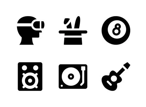 Simple Set of Entertainment Related Vector Solid Icons Stock Illustration