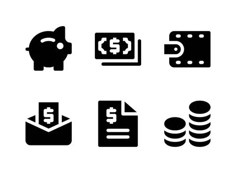 Simple Set of Finance Related Vector Solid Icons Stock Illustration