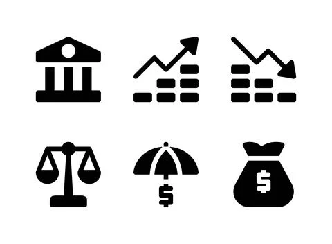 Simple Set of Finance Related Vector Solid Icons Stock Illustration