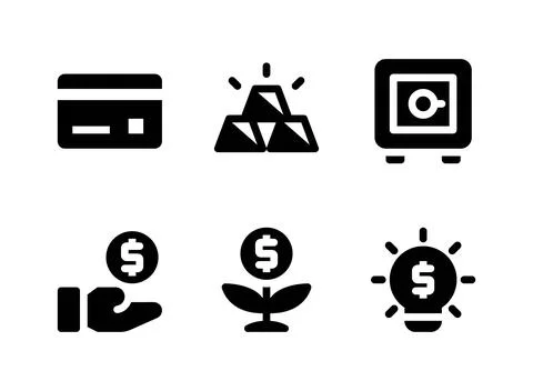 Simple Set of Finance Related Vector Solid Icons Stock Illustration