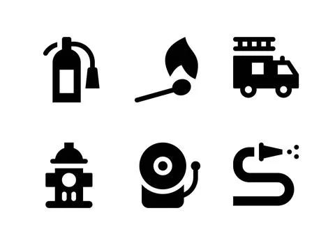 Simple Set of Firefighter Related Vector Solid Icons Stock Illustration