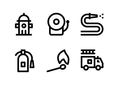Simple Set of Firefighter Related Vector Line Icons Stock Illustration