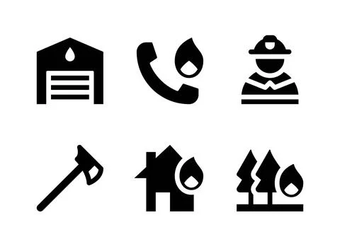 Simple Set of Firefighter Related Vector Solid Icons Stock Illustration