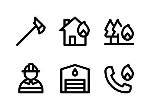 Simple Set of Firefighter Related Vector Line Icons Stock Illustration