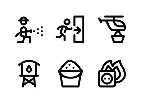 Simple Set of Firefighter Related Vector Line Icons Stock Illustration