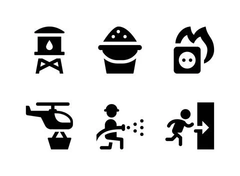 Simple Set of Firefighter Related Vector Solid Icons Stock Illustration