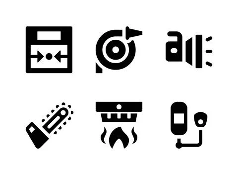 Simple Set of Firefighter Related Vector Solid Icons Stock Illustration