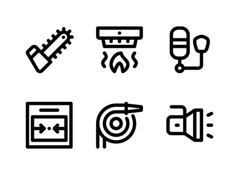 Simple Set of Firefighter Related Vector Line Icons Stock Illustration