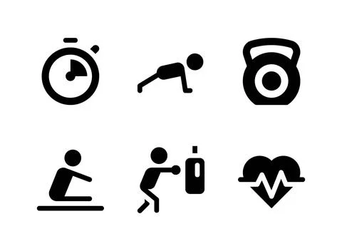 Simple Set of Fitness Related Vector Solid Icons Stock Illustration