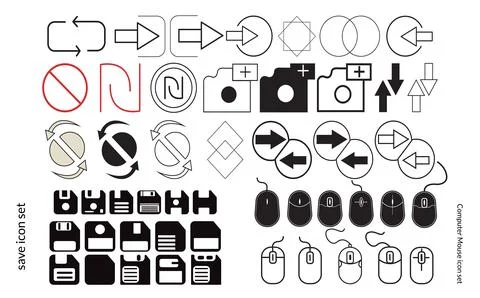 Simple Set of Floppy disk linear icon and computer mouse icon vector design イラスト素材