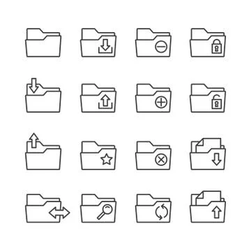 Simple Set of Folders Related Vector Line Icons. Contains such Icons as Stock Illustration