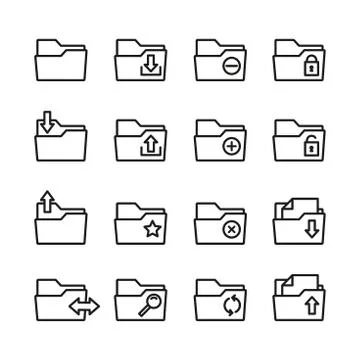 Simple Set of Folders Related Vector Line Icons. Contains such Icons as Stock Illustration
