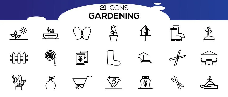 Simple Set of Gardening Related Vector Line Icons. Stockillustratie