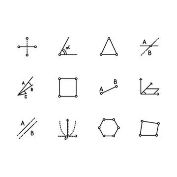 Simple set geometric figures illustration line icon. Contains such angle Illustrazione stock