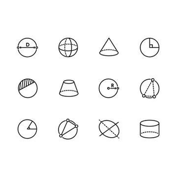 Simple set geometric figures vector line icon. Contains such icons circle 스톡 일러스트