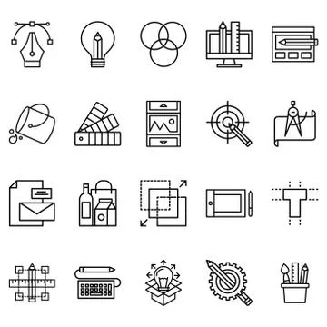 Simple set of graphic design Related Line Icons. Stock Illustration