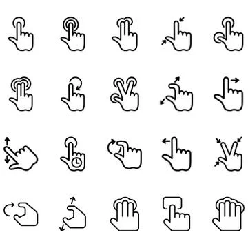 Simple Set of hand gestures Related Icons Line. Stock Illustration