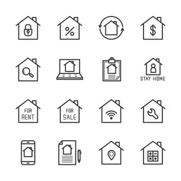 Simple Set of HOME vector icon. Illustration isolated for graphic and web des Stock Illustration