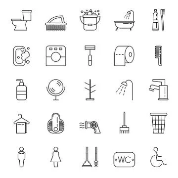 Simple Set of Hygiene Related Vector Line Icons with outline style Stock Illustration