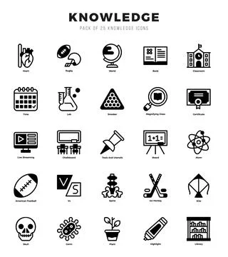 Simple Set of Knowledge Related Vector Lineal Filled Icons. Ilustración de archivo