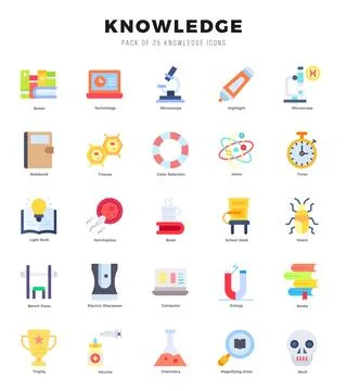 Simple Set of Knowledge Related Vector Flat Icons. Stock Illustration
