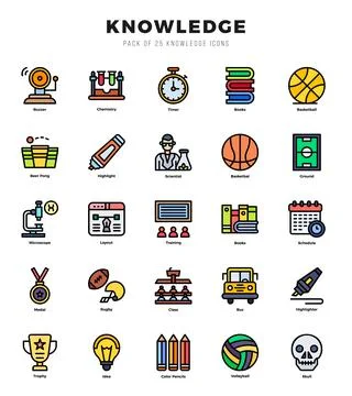 Simple Set of Knowledge Related Vector Lineal Color Icons. Stock Illustration