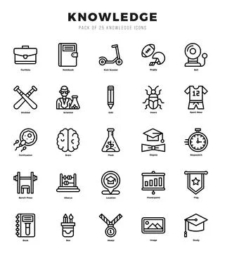 Simple Set of Knowledge Related Vector Lineal Icons. Stock Illustration