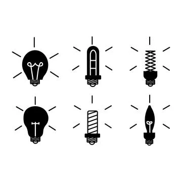 Simple Set of Light Bulb Related Vector Line Icons イラスト素材