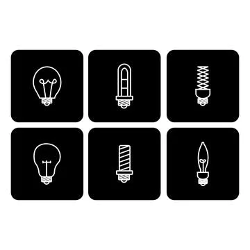 Simple Set of Light Bulb Related Vector Line Icons Stock Illustration