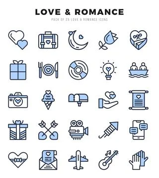 Simple Set of Love &amp; Romance Related Vector Two Color Icons. Stock Illustration
