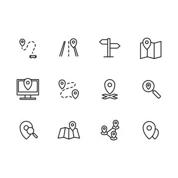 Simple set map pointer, navigation, location illustration line icon. Contains イラスト素材