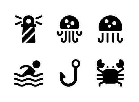 Simple Set of Maritime Related Vector Solid Icons Stock Illustration