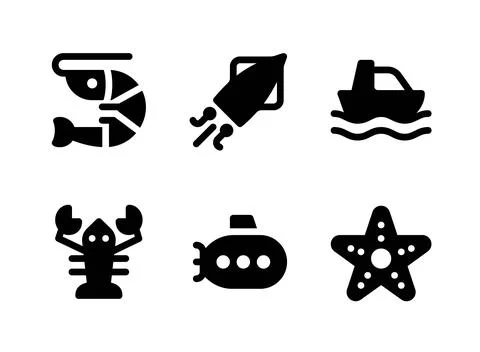 Simple Set of Maritime Related Vector Solid Icons Stock Illustration