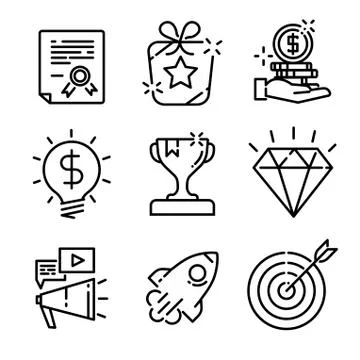 Simple Set of Marketing Related Vector Line Icons Stock Illustration